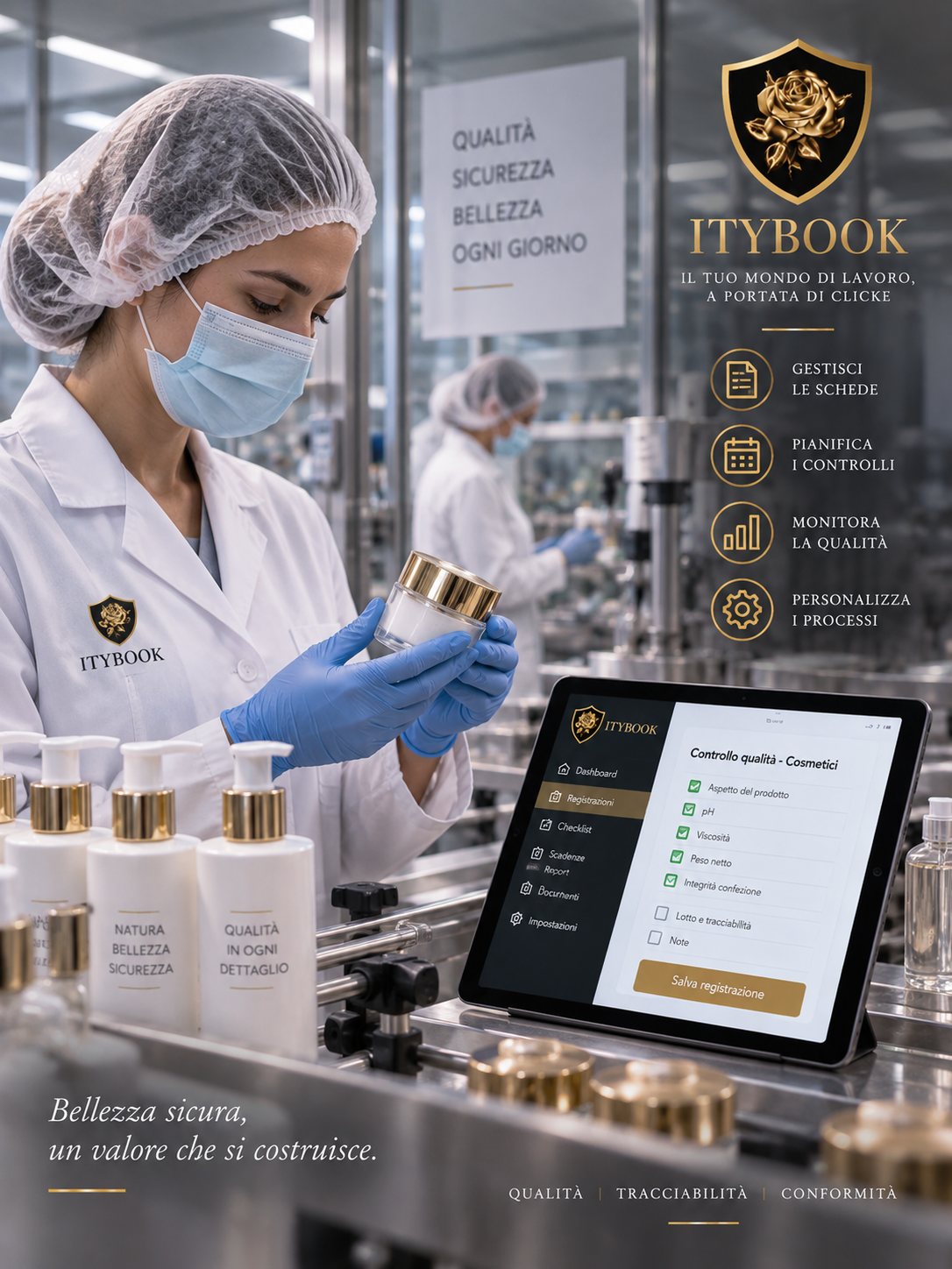 Controllo qualità in un laboratorio cosmetico